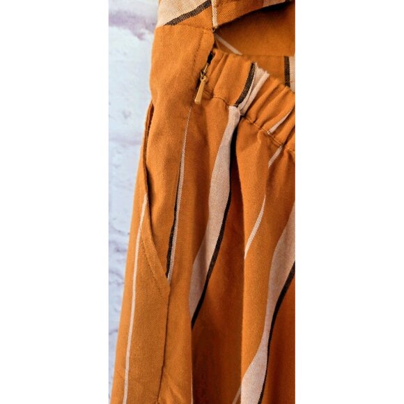 LUCKY BRAND Women's Jumpsuit Striped Boho Summer 100% Cotton Size Medium - Picture 12 of 14